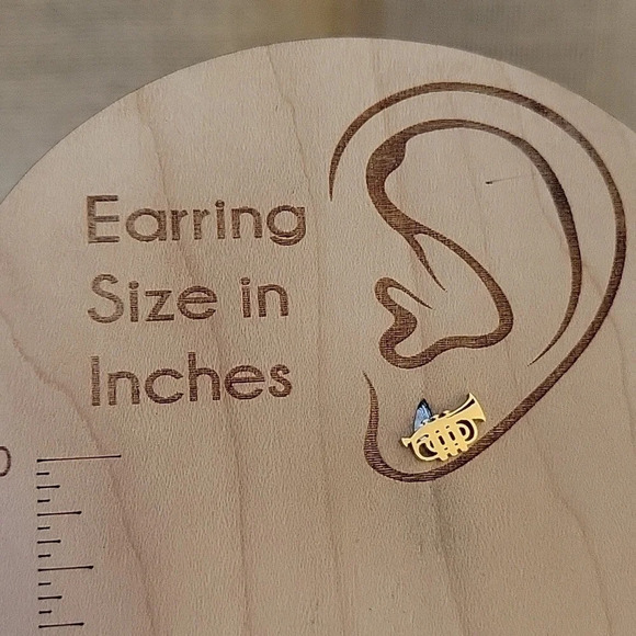 Trumpet Stud Earrings, choice of color - Picture 3 of 5